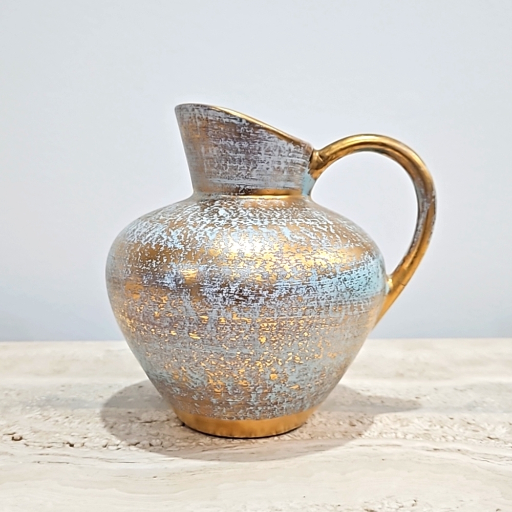 Strangle Pottery antique gold pitcher vase
